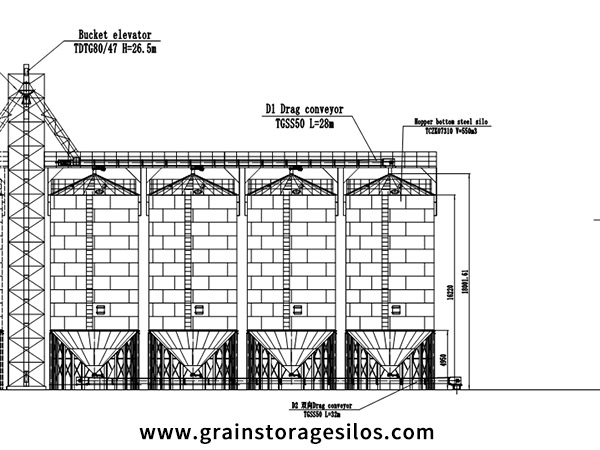 4×1000-тонный стальной силос Проектные чертежи