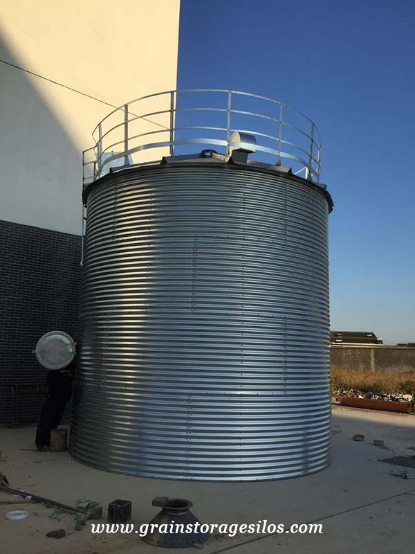 steel pellet bin is being installed in jiangsu province